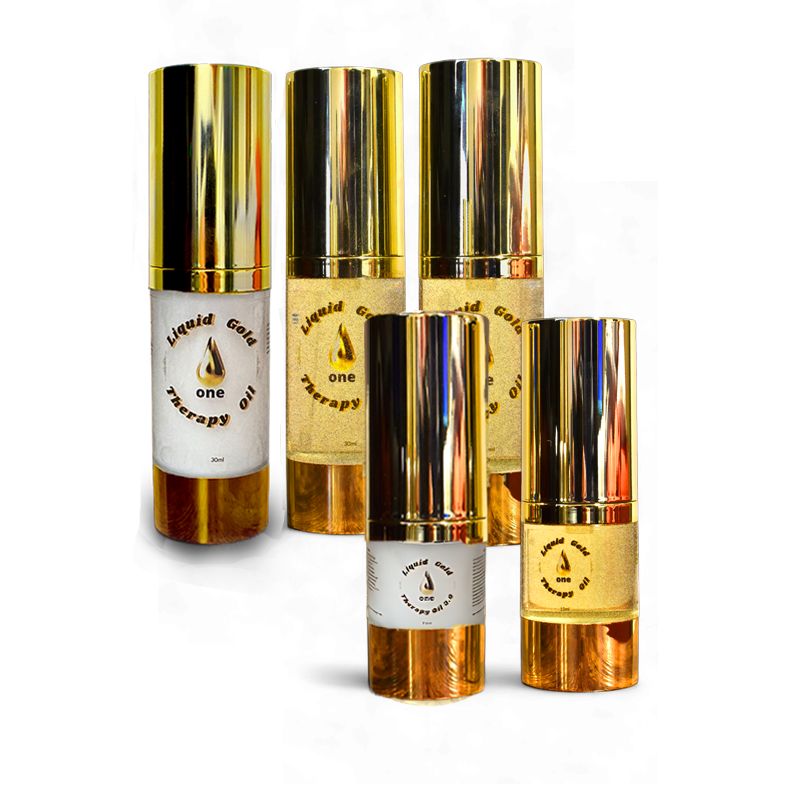 Liquid Gold One Bundle: 3 (2 oils and 1 cream) 30ml each + 2 Free Travel Size (9-12 Month Supply)